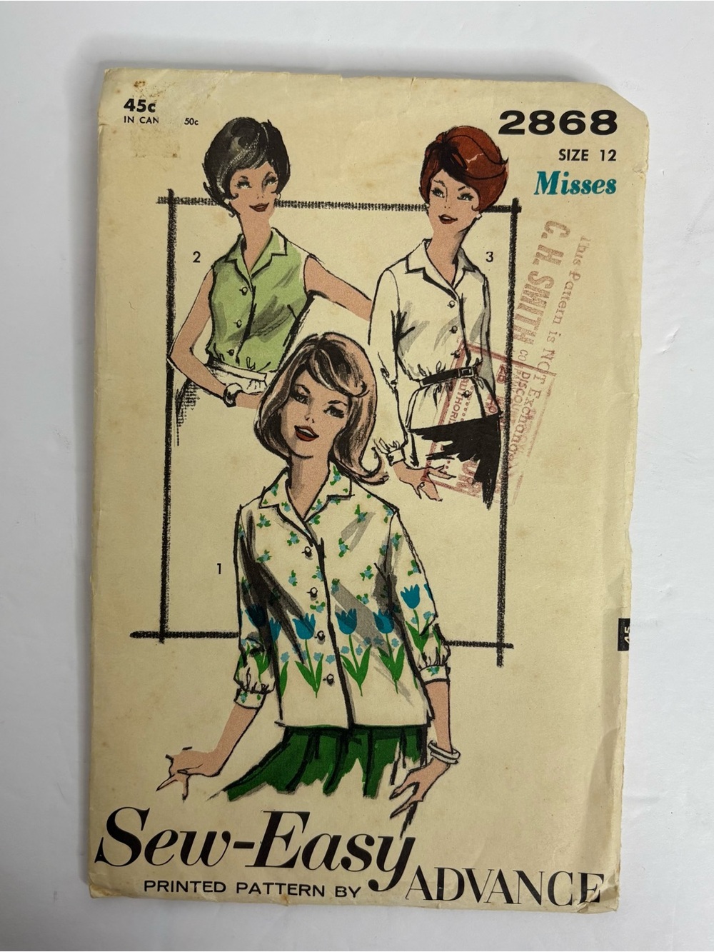 Advance Sew-Easy Women’s Blouse Pattern 2868 Uncut - Misses Size 12 Vintage